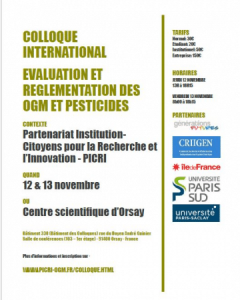Read more about the article Colloque international "OGM & Pesticides" à la Faculté des Sciences d’Orsay les 12 & 13 nov. 2015